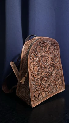 American Darling Hand Tooled Genuine Leather Backpack ADBGK120 - Floral Pattern - Image 1 of 4