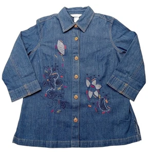 Camisa vaquera Napa Valley PS para mujer bordada azul Jean mezcla de algodón - Imagen 1 de 5