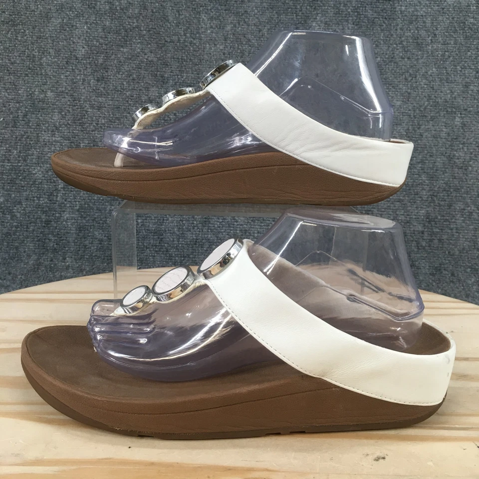 Sandalias FitFlop para mujer 10 halo ribete metálico chanclas puntera-poste cuña 142-194 Foto 1 de 4