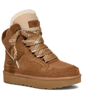 HOT UGG® Women's Highmel Suede and Mesh High Top Sneakers, Chestnut - Image 1 of 4