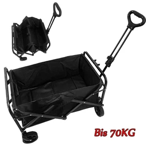 70 kg Bollerwagen plegable todoterreno negro carro de transporte carro de mano carro de playa!~ - Imagen 1 de 16