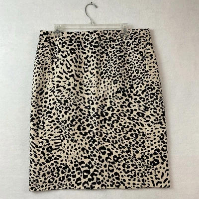 Falda Loft Estampado Animal Mujer Talla 12 Negra Crema Lápiz Forrada Recta Guepardo Foto 1 de 4