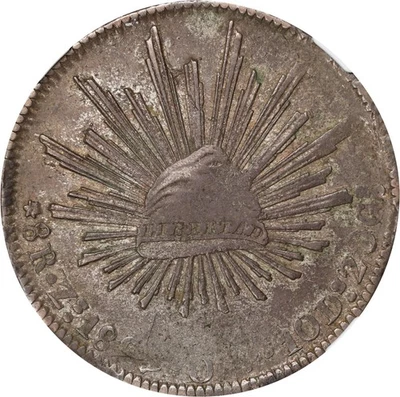 Mexico 8 Reales 1829-Zs OV Zacatecas Mint. NGC XF-45! Nicely Toned PQ Coin. Rare - Image 1 of 4