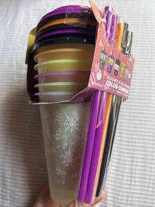 Manna Halloween Reusable Color Changing Tumblers w Straws + Lids - Set of 6 NEW - Picture 1 of 14