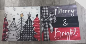 Pillow Covers Christmas Black Buffalo Checked & Red Farmhouse Decorations Sofa - Picture 1 of 5