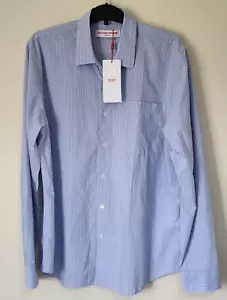 Orlebar Brown Chalk Blue Cotton Shirt Size XXL Giles Stripe Designer Luxury BNWT - Picture 1 of 6