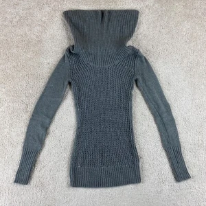 Suéter Candies Mujer Extra Pequeño Gris Delgado Tejido Túnica Capucha Cuello Lentejuelas - Imagen 1 de 9