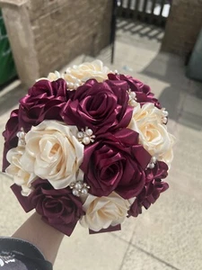 bridal bouquet handmade eternal rose satin - Picture 1 of 4