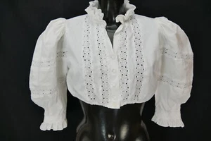 Gr.46 Dirndlbluse weiß Bluse für Dirndl Krüger mit Spitze und Rüschen B10644 - Bild 1 von 4