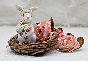 Clayre & Eef, Hase, Mini mit Blumenstrauß, Strassbiene auf dem Kopf, 8cm - Bild 1 von 6