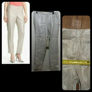 Pantalones cortos de vestir Vince Camuto gris natural metálico de lino laminado $129 ~ 6 M3020 - Imagen 1 de 10