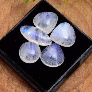 5 Pcs Natural Rainbow Moonstone 12mm-19mm Cabochon Loose Gemstones Wholesale Lot - Picture 1 of 6