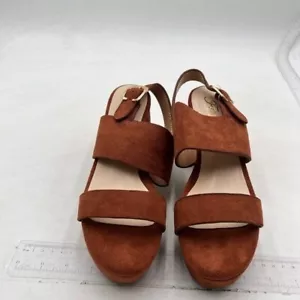 Women Open Toe Fashion Block Heel Sandals with Adjustable Ankle Strap Brown Shoe - Picture 1 of 7