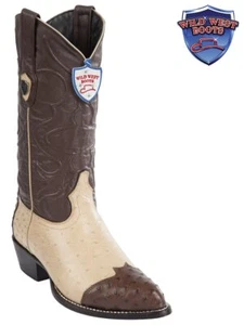 WILD WEST ORYX BROWN GENUINE SMOOTH OSTRICH WESTERN COWBOY BOOT J-TOE (EE) - Picture 1 of 1