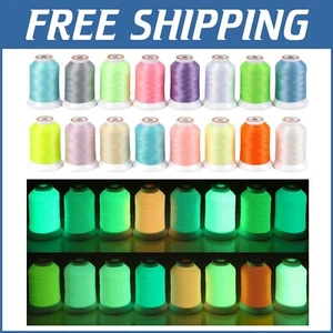 16 Colors Glow in The Dark Embroidery Thread Kit - 500M 30WT Polyester Spools - Picture 1 of 9