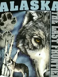 vintage single stitch Alaska Wolf Timberwolf The Last Frontier t shirt L 50/50 - Picture 1 of 6