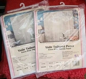 NEW 2 WHITE Sheer 60"Wx81"L Dacron Voile Tailored Panels Extra Wide Made USA Vtg - Picture 1 of 5