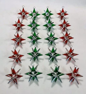 20 Handmade Stained Glass CHRISTMAS Stars RED - GREEN - Picture 1 of 7
