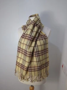 Burberry London Borla a Cuadros Amarilla 💯 Bufanda Lana de Cordero 130cmx30cm - Imagen 1 de 5