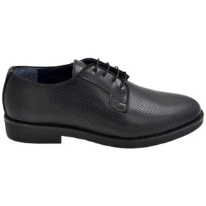 Scarpa stringata uomo liscia nera in vera pelle opaca fondo sottile cuoio con an - Foto 1 di 9