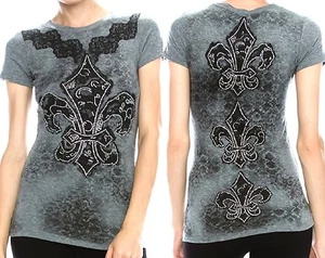 Top Vocal Talla S M L Negro Gótico Encaje Tribal Flor Estrás Capricho Para Mujer - Imagen 1 de 4