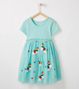 Hanna Anderson Kids US 4 100 cm Appliqué Dress In Soft Tulle Bird Princess - Picture 1 of 8