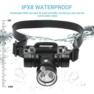 20000LM Tauch Stirnlampe Unterwasserscheinwerfer LED Tauchkopf Taschenlampe Taschenlampe - Bild 1 von 9