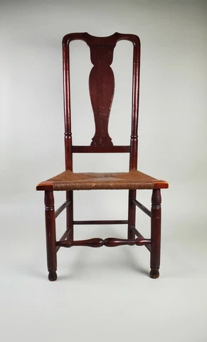 VERY RAREAntique C.1780 Queen Anne Side Chair in Red Wash 18th Century Cover