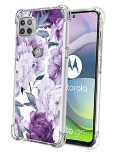 for Moto One 5G Ace Case, Moto G 5G Case, Slim Flexible TPU for Purple Flower - Picture 1 of 5