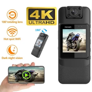 Body Camera 4K WiFi Pocket Audio Video Recorder Night Vision Cam Support 256GB - Picture 1 of 24