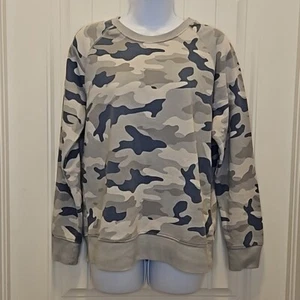 Sudadera Old Navy Cuello Redondo Talla Mediana Para Mujer Camuflada Azul Gris - Imagen 1 de 6