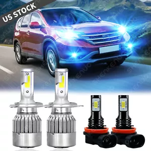 For 2007-2014 Honda CR-V CRV Ice Blue LED Headlight High/Low + Fog light Bulbs - Picture 1 of 12
