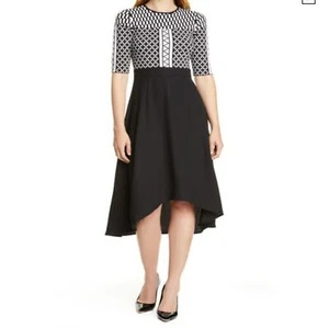 Neu mit Etikett schwarz Ted Baker London Mix Print Tulpensaum Kleid Größe 4-6 - Bild 1 von 3