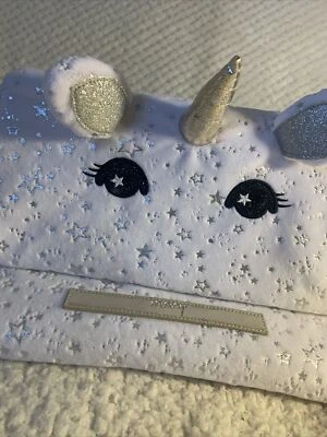 Girls Scream Unicorn White Silver Shiny Star Print Soft Tablet Prop Up - Image 1 of 4