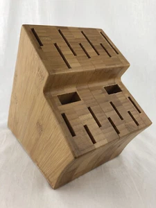 The Pampered Chef Knife Block Bamboo Wooden 16 Slot Storage Organize - Picture 1 of 11