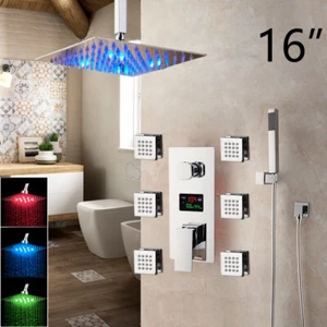Bath Shower Faucet Chrome Temperature Digital Display Shower Sets Body Massage - Picture 1 of 9