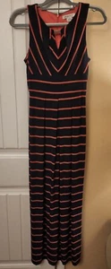 Small Liz Claiborne Navy/Pink Striped Sleeveless Maxi Dress - Picture 1 of 7