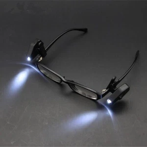 Super Cool LED Light Clip On Glasses Torch / Lamp Safety Glasses Reading - Picture 1 of 9