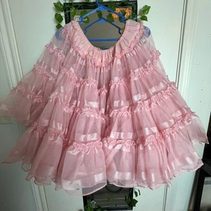 Vintage Ruthad Petticoat Skirt Women M Pink 1950s Western Square Dance Ruffles - Picture 1 of 8