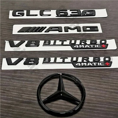Per Mercedes Benz GLC63S AMG V8 BITURBO 4MATIC + emblema adesivo X253 nero