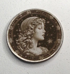 Jungfrau Frau Sternzeichen USA Verkleidete Viertel Oberfläche graviert Hobo Nickel Liebesmedaille - Bild 1 von 2