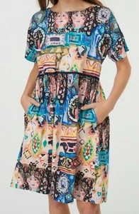 Vestido Gorman Marrakech Bizarre Multicolor Talla XS Algodón Ajuste Acampanado Hasta la Rodilla - Imagen 1 de 6
