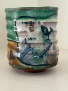 Unusual Japanese Oribe Yunomi Japanese Tea Cup - Picture 1 of 6