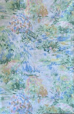 De Colección Cama Queen Marca de España Sábana Plana Árboles Verdes Azul Naturaleza Patrón Algodón Bld Foto 1 de 4