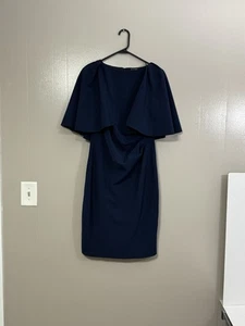 Vestido Sirena Crepé Manga Corta Azul Marino Talla 8 C69 - Imagen 1 de 7