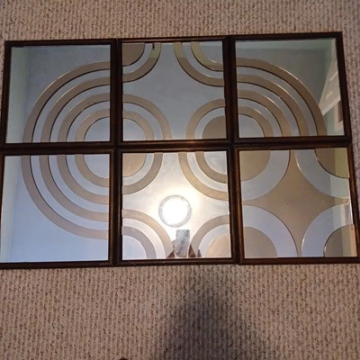 6 Vintage Geometric Wall Mirrors Art Deco Style Each Is 13-1/4" X 13-1/4" - Image 1 of 4