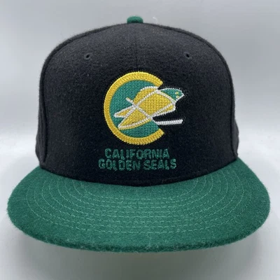 Gorra de hockey California Golden Seals New Era ajustada 8 negra verde mezcla de lana Foto 1 de 4