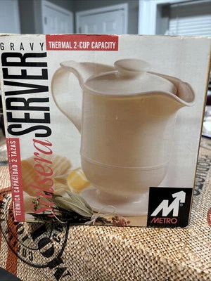 Metro Gravy Server Vintage Térmico 1.7 Taza #1723 Plástico Aislado Vidrio Forrado Foto 1 de 2