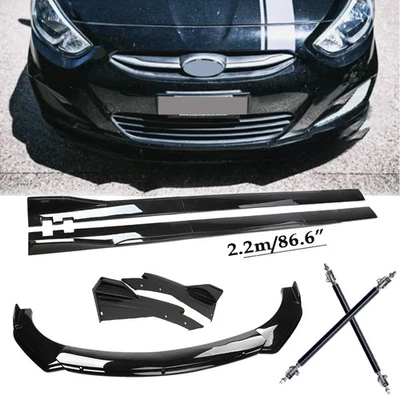 Front Bumper Rear Lip Spoiler Side Skirt Gloss Black Body Kit For Hyundai Accent - Изображение 1 из 4