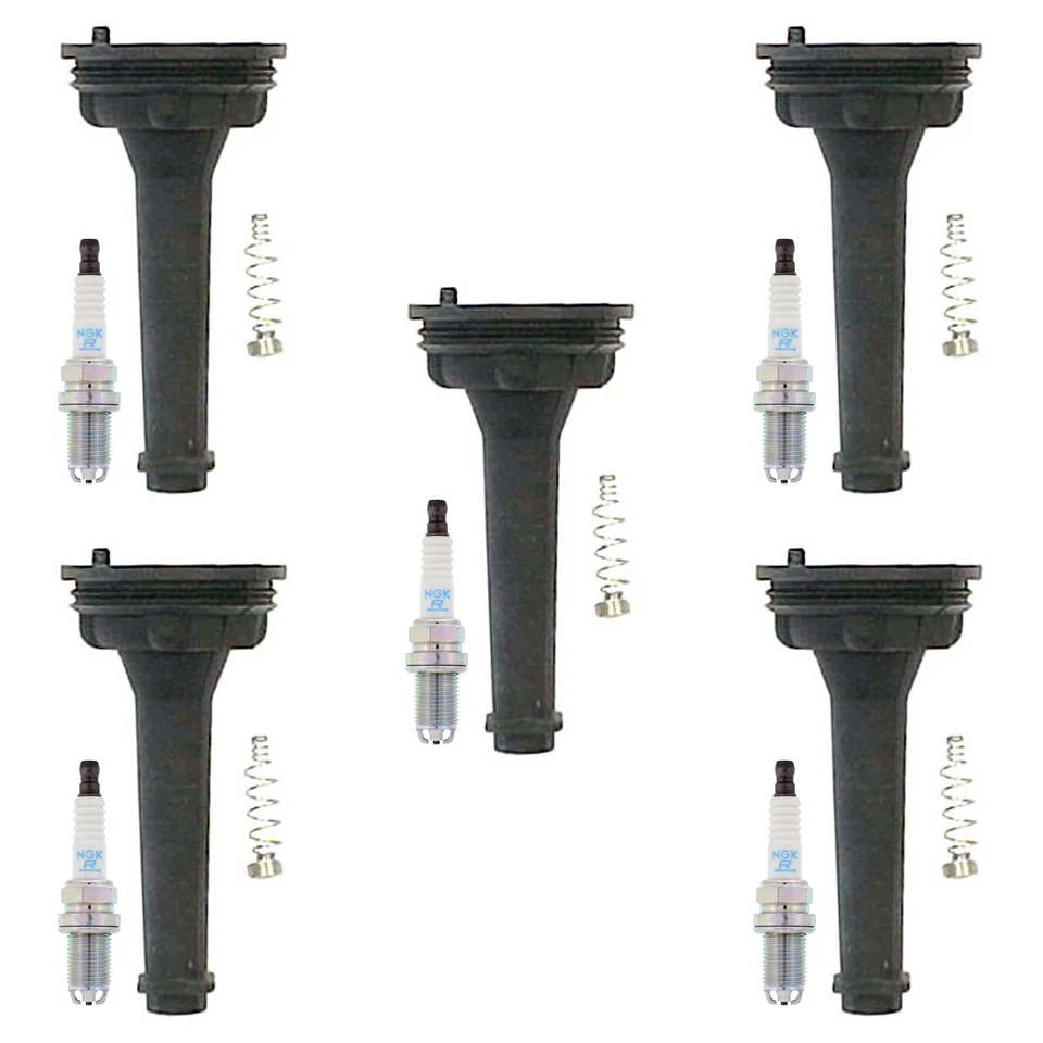 Kit de 5 bujías estándar NGK y botas de bobina Denso para Volvo S70 V70 2,4 L B5254S Foto 1 de 1